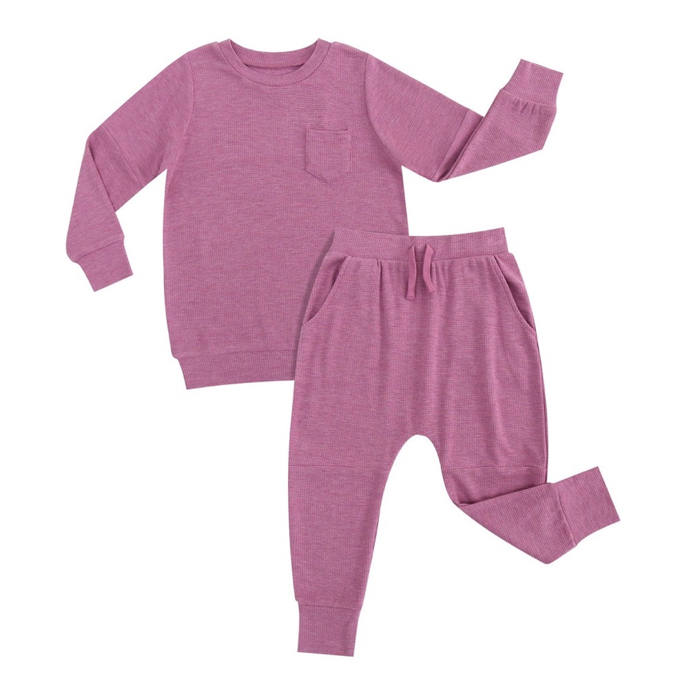 Big Dreams Little Jammies Bamboo Waffle Knit Jogger Set in Purple 3-4T